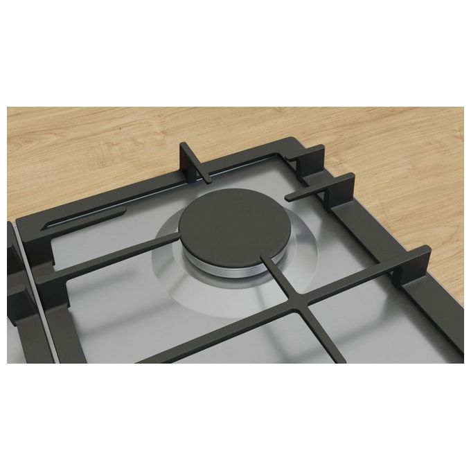Bosch PCR9A5I90 Serie 6 Piano cottura a gas 90 cm 5 fuochi Wok centrale FlameSelect griglie in ghisa colore Acciaio Inox