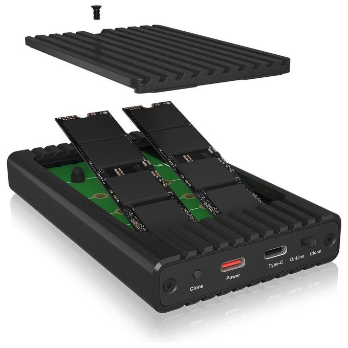 ICY BOX IB-2817MCL-C31 Box esterno SSD 2 slot M.2 NVMe USB 3.2 Gen 2 Type-C 10 Gbit-s colore Nero