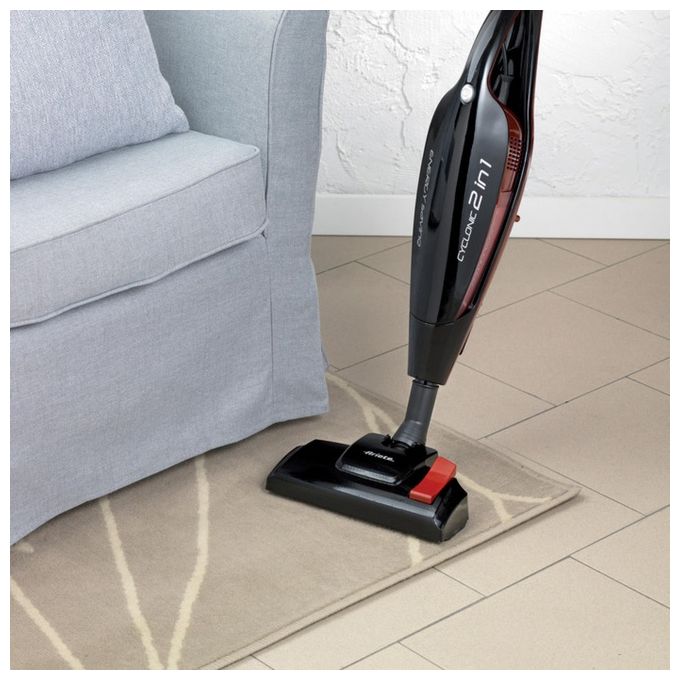 Ariete Evo 2 in 1 Scopa Elettrica senza Sacco Aspirabriciole Integrato Filtro Hepa 600W 0,8Lt Nero-Rosso