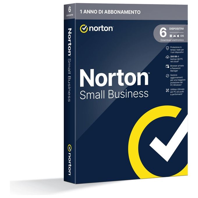 Norton 21454865 Small Business Antivirus per Piccole Imprese 6 Dispositivi 1 Anno 250 GB Cloud colore Nero