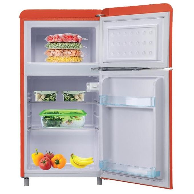 DCG MF100RCDP Linea Retro' Frigorifero Doppia Porta 100 L 86 cm Classe E colore Rosso