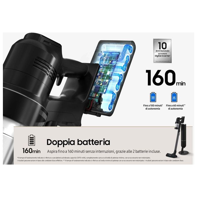Samsung VS28C9784QK BESPOKE Jet AI Scopa Elettrica Senza Filo 280W autonomia 100 min colore Nero