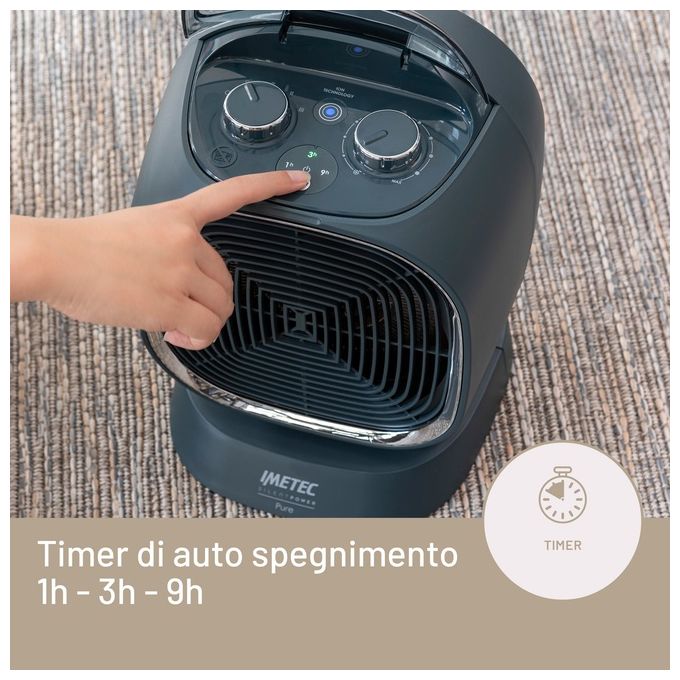 Imetec 4031 Silent Power Pure Termoventilatore 2200W Ionizzatore Timer 9h IP21 colore Blu