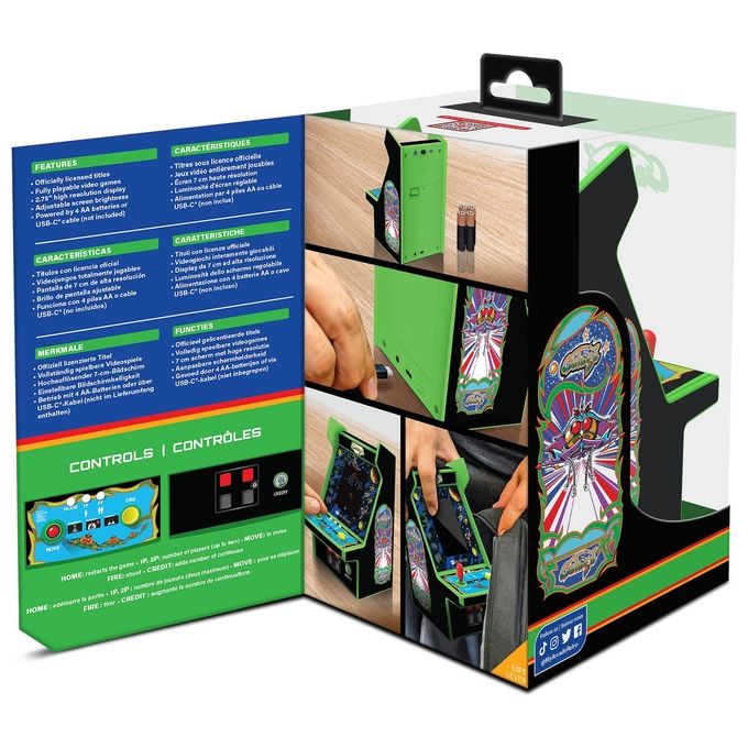 My Arcade DGUNL-4195 Micro Player Pro Console da gioco portatile 2.75'' con giochi Galaga e Galaxian colore Multicolore