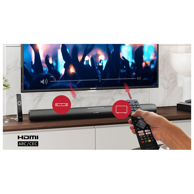 Sharp HT-SB100 Soundbar 2.0 75 W Bluetooth 5.1 HDMI ARC colore Nero