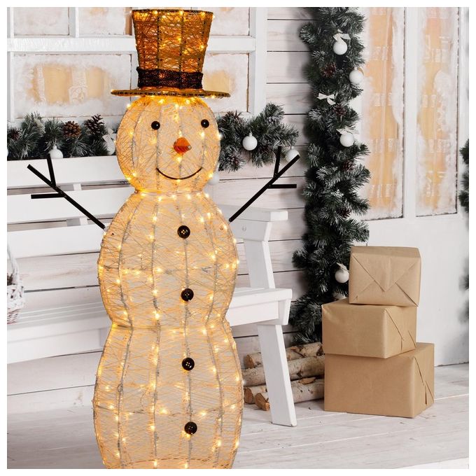 Lotti 63952 Figura Luminosa Decorativa Pupazzo di Neve 3D con 220 LED Bianco Caldo Timer 8-16h IP44 Cavo 4 m colore Bianco