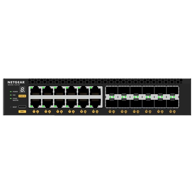 NETGEAR XSM4324-100NES M4350 Switch Gestito L3 12 Porte RJ-45 10G 12 Slot SFP+ colore Nero