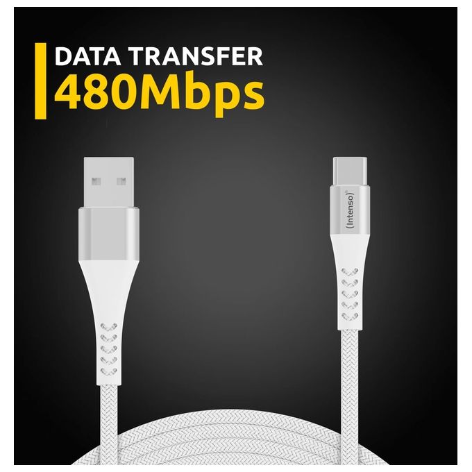 Intenso Cavo-USB A315C Nylon 1.5mt Bianco USB-A - USB-C 60W