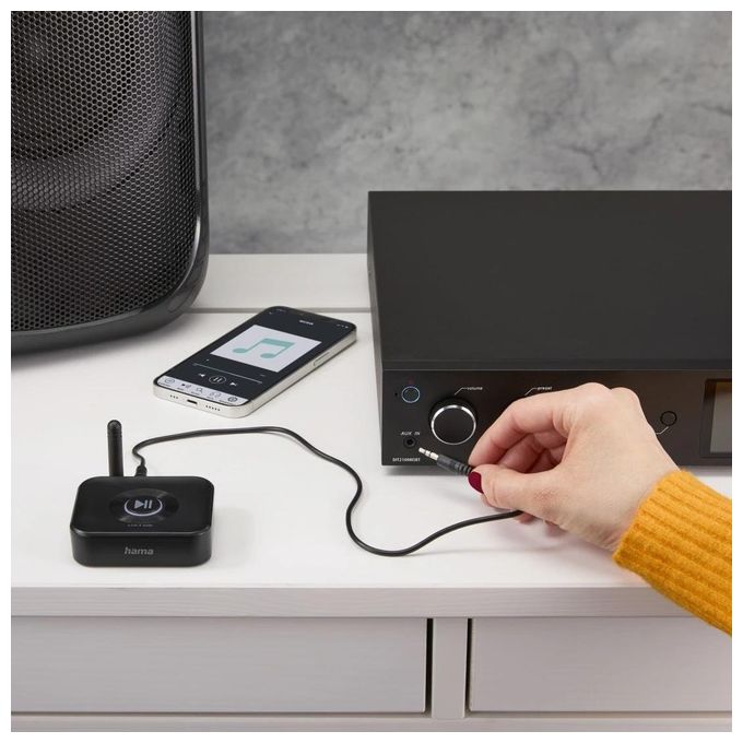 Hama 00205321 Link.it Solo RX Ricevitore Audio Bluetooth 5.3 Jack 3.5 mm Slot MicroSD 64 GB 2 Dispositivi Portata 50 m colore Nero