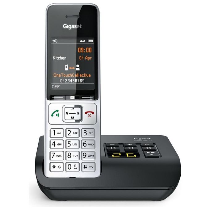 Gigaset S30852-H3023-B101 COMFORT 500A Telefono Analogico-DECT con Vivavoce Schermo TFT 2,2 Pollici Rubrica 200 Voci colore Nero-Argento