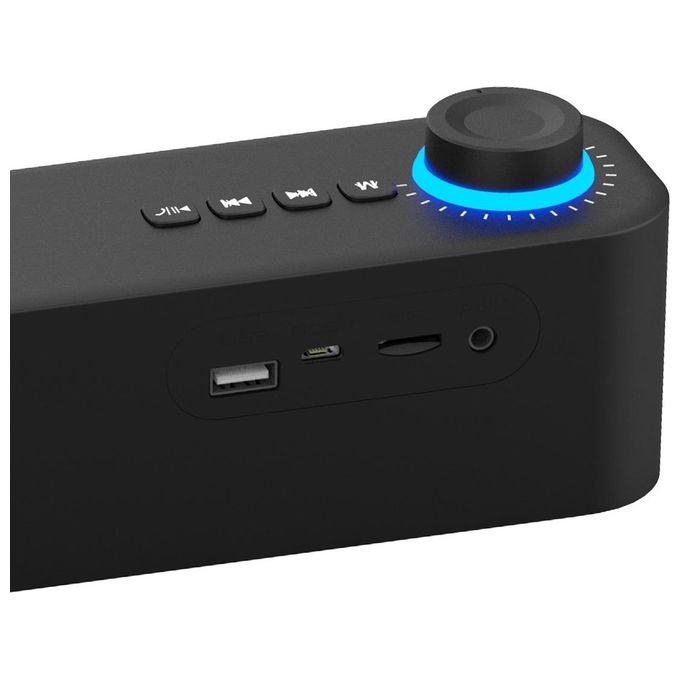 Atlantis P003-C0820-B Mini Soundbar Bluetooth 5.3 20W Jack 3.5mm Batteria 2400 mAh Radio FM USB MicroSD colore Nero