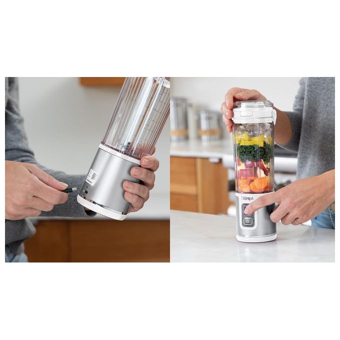 Ninja BC151EUWH Frullatore Portatile Senza Fili 530 ml Batteria Ricaricabile USB-C Coperchio Antigoccia colore Bianco