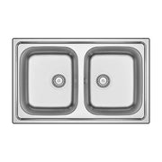 Apell ID862IBC Serie Idea Lavello da Incasso 2 Vasche in Acciaio Inox Spazzolato Larghezza 86 cm Profondita' 50 cm colore Acciaio Inox