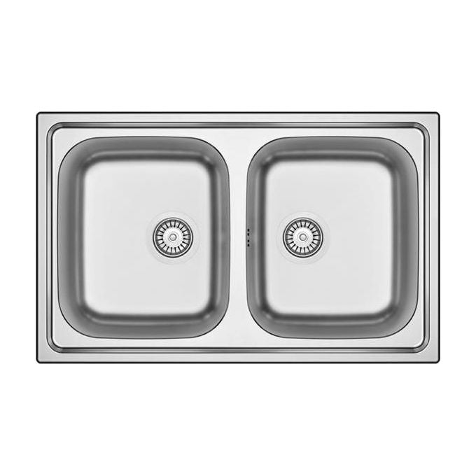 Apell ID862IBC Serie Idea Lavello da Incasso 2 Vasche in Acciaio Inox Spazzolato Larghezza 86 cm Profondita' 50 cm colore Acciaio Inox