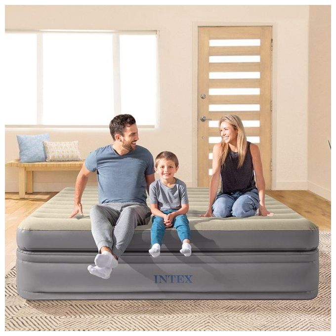 Intex 64164ND Dura-Beam Prime Comfort Materasso Gonfiabile Matrimoniale 152x203x51 cm Fiber-Tech Pompa Elettrica Integrata 272 Kg
