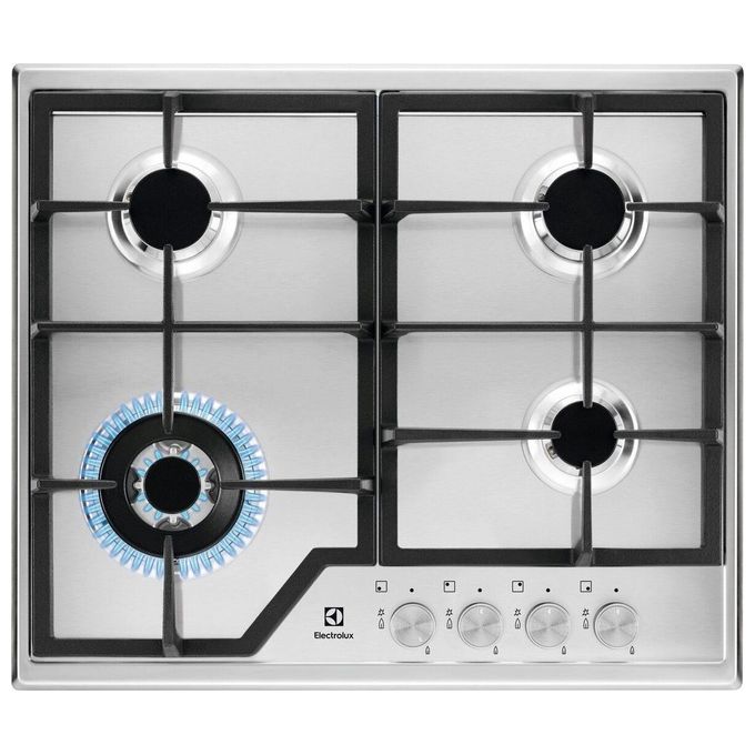 Electrolux KGS6436SX Piano Cottura a Gas 4 Fuochi Griglie in Ghisa Bruciatore Tripla Corona 60 cm Acciaio Inox
