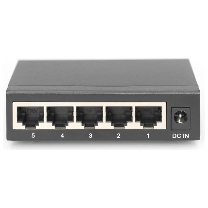 Digitus DN-80202-1 Switch di Rete Gigabit 5 Porte Non Gestito 10-100-1000 Mbit-s Fanless Plug and Play colore Nero