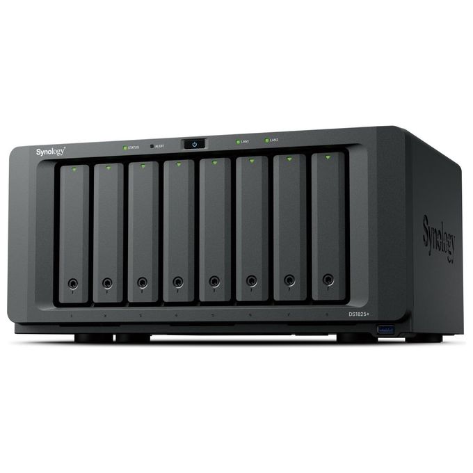 Synology DS1825+ NAS Storage 8 Bay AMD Ryzen Embedded V1500B 8 GB DDR4 2x 2.5GbE RAID 0 1 5 6 10 colore Nero