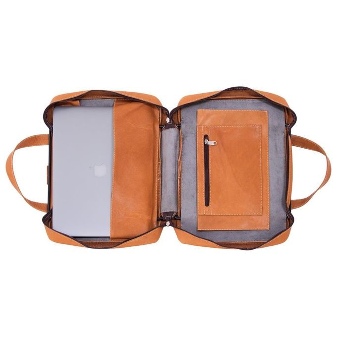 R-Go Tools RGOAVLAPBR Borsa per Laptop Ergonomica con Supporto Integrato Regolabile in Altezza 39,6 cm (15.6'') 2 Scomparti Pelle Pieno Fiore Colore Marrone
