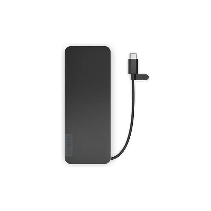 Lenovo 4X11N40212 USB-C Slim Travel Dock Docking Station HDMI USB 3.2 Gen 1 Type-A 2x USB 3.2 Gen 2 Type-C Alimentazione 65 W colore Eclipse Black