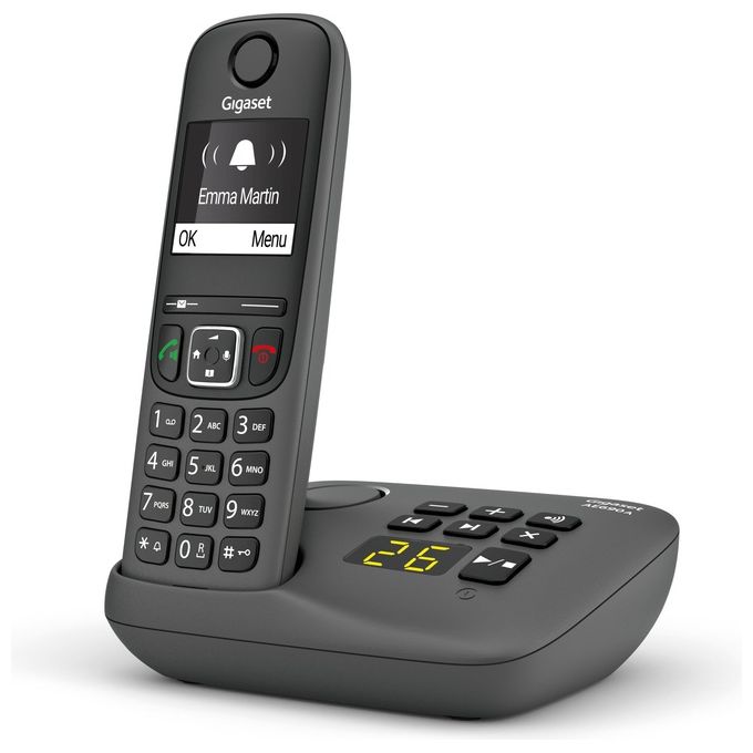 Gigaset S30852-H2830-B133 AE690A Telefono Analogico DECT con Identificatore di Chiamata Vivavoce e Ansa Digitale colore Antracite
