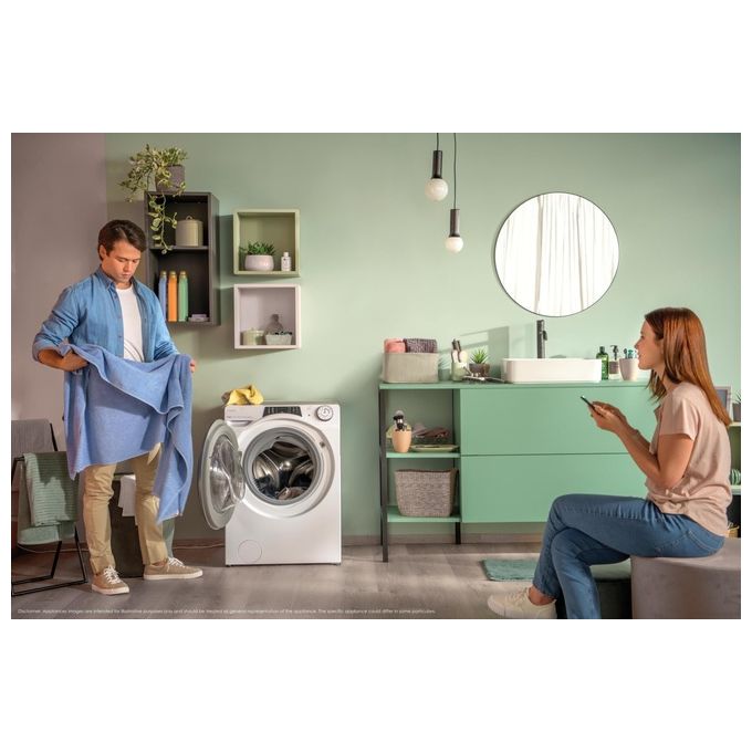Candy RPW4856BWMR9-1-S RapidÓ Pro Lavasciuga Frontale 8-5 Kg 1400 rpm Classe A Inverter Vapore Wi-Fi (85x60x54 cm) colore Bianco