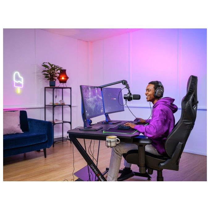 Trust 24354 GXT 255+ Onyx Microfono USB a Condensatore Cardioide con Braccio per PC Streaming Podcast Gaming colore Nero