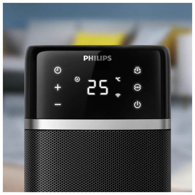 Philips CX5120-11 Serie 5000 Termoventilatore Torre 2000W AI Wi-Fi App 40,5 dB oscillazione 60° per ambienti fino a 20 m² colore Nero
