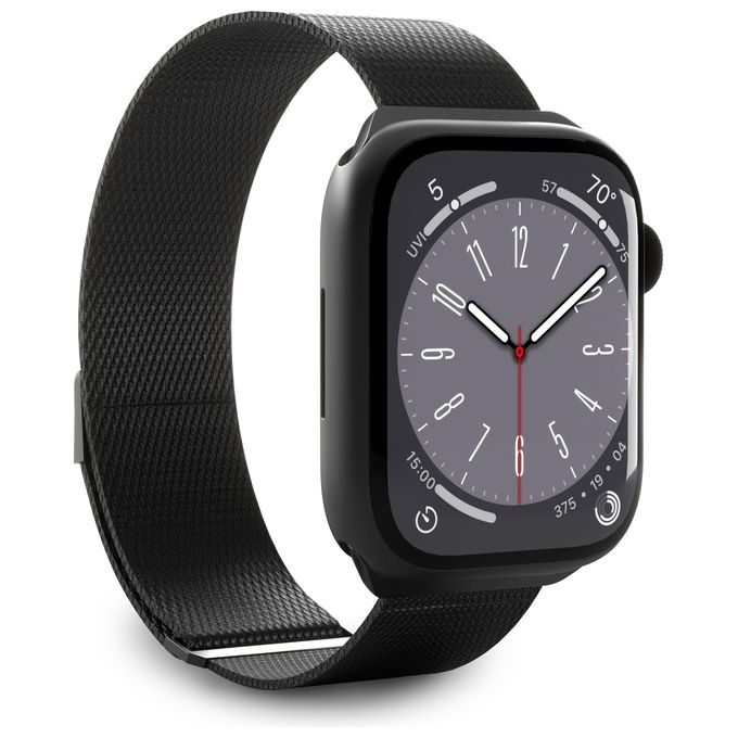 Puro AW44MILANESEBLK Cinturino Maglia Milanese per Apple Watch 42 44 45 49 mm Acciaio Inossidabile Chiusura Magnetica colore Nero