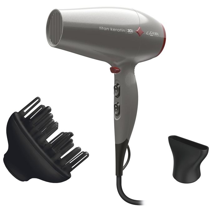 Ga.Ma GH0303 Professional Titan Keratin Diamond 3D Asciugacapelli 2300 Watt 2 velocita' 3 temperature tecnologlia Micro Glitt Grigio