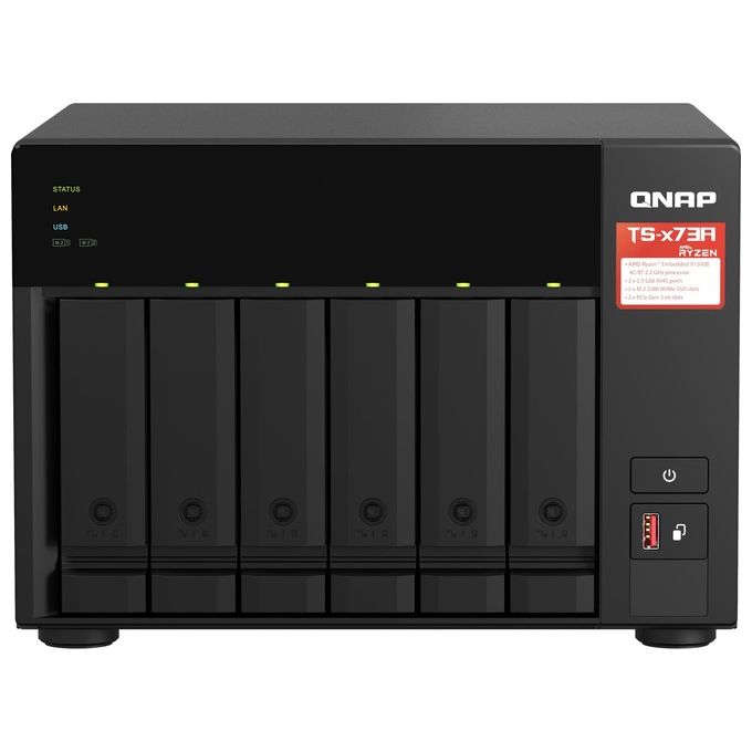 QNAP TS-673A-8G TS-673A NAS Tower AMD Ryzen V1500B 2,2 GHz 8 GB DDR4 2x 2,5GbE M.2 NVMe colore Nero