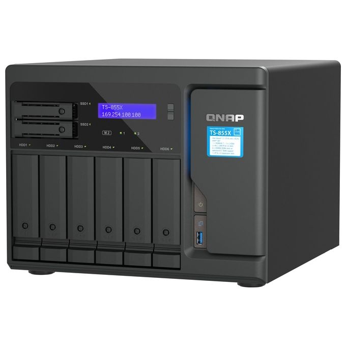 QNAP TS-855X-8G TS-855X Server Nas 8 Alloggiamenti SATA 6Gb-s 6 HDD 2 SSD SATA 2 M.2 PCIe Gen3 10GbE colore Nero