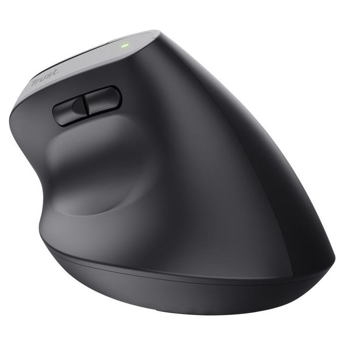 Trust 25146 Bayo+ Mouse Verticale Ergonomico Wireless RF 2.4 GHz Bluetooth Ottico 2400 DPI 6 Tasti Multidispositivo colore Nero