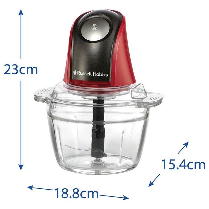 Russell Hobbs 27130-56 Tritatutto Elettrico 0.5 L 200 W Lame Inox Ciotola in Vetro Lavastoviglie colore Rosso