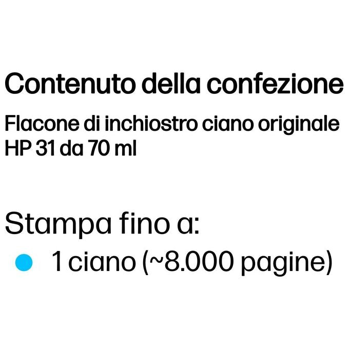HP 31 70-ml Cartuccia d'Inchiostro Originale Ciano