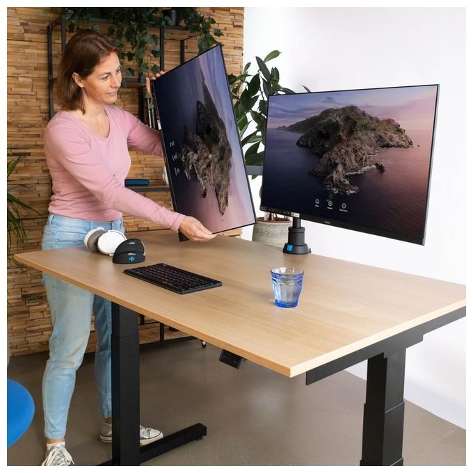 R Go Tools RGOVLCA4TWSI R-Go Caparo 4 Supporto Doppio per Monitor Regolabile con Molla a Gas 3-9 Kg 24''-32'' VESA 75x75 100x100 mm colore Nero opaco