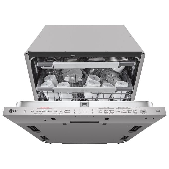 LG DB475TXS Serie 4 Lavastoviglie da Incasso a Scomparsa Totale 14 coperti Classe A QuadWash TrueSteam Wi-Fi (55x60x82 cm) colore Acciaio Inox