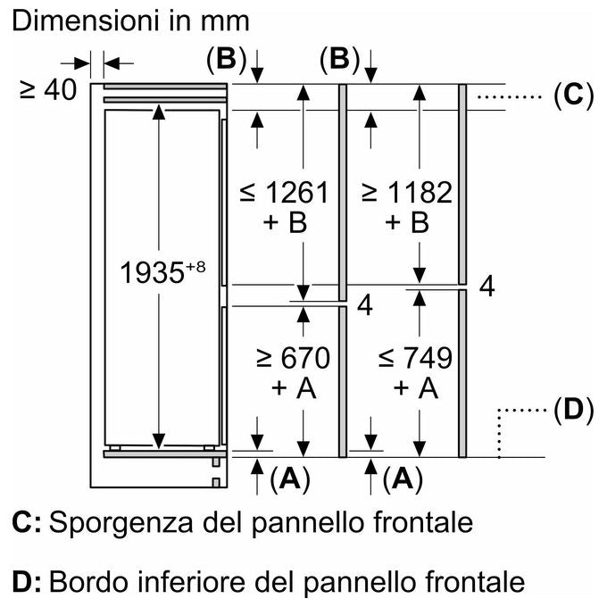 Bosch KBN965SE0 Serie 2 Frigorifero Combinato da Incasso 383 L 194 cm Classe E 34 dB NoFrost VitaFresh XXL Wi-Fi colore Bianco