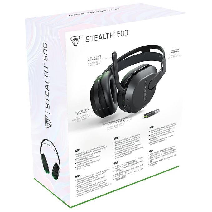 Turtle Beach TBS-2103-05 Stealth 500 Cuffie da gioco wireless con connessione 2.4 GHz e Bluetooth 5.2 per Xbox Series X-S Xbox One e PC batteria 40 ore colore Nero