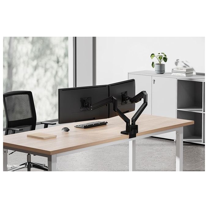Neomounts DS70-250BL2 NEXT Slim Braccio per Monitor 2 Schermi Fino a 32'' Regolazione Molla a Gas 180° Stop colore Nero