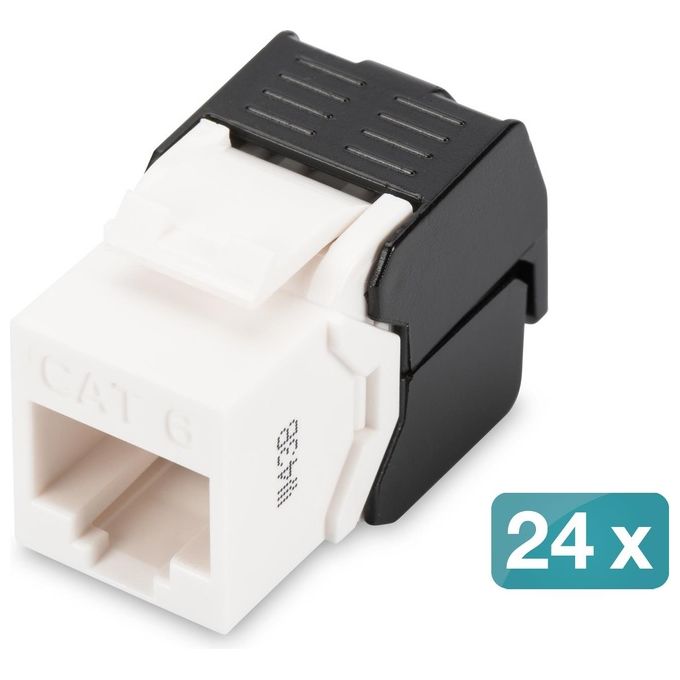 Digitus DN-93603-24 Modulo Keystone Cat 6 UTP non schermato Tool-Free 250 MHz 1 Gbit-s set 24 pezzi colore Nero Bianco