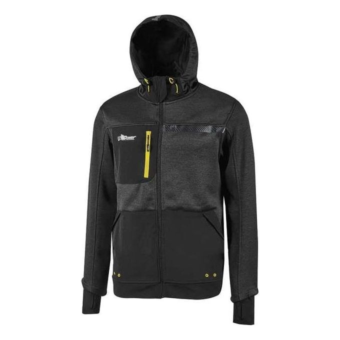 U-Power WFU275RL Galaxy Felpa da Lavoro Full Zip Cappuccio 100% Poliestere Bande Reflex Taglia L colore Asphalt Grey Green