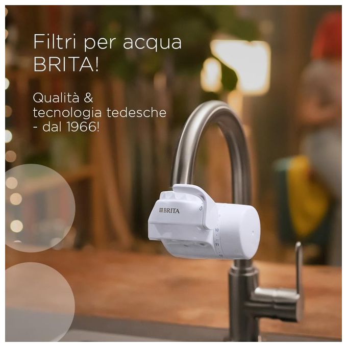 Brita 1052066 ON TAP V Filtro Acqua Rubinetto 4 Stadi 600 L Riduce Cloro Metalli e PFAS colore Bianco