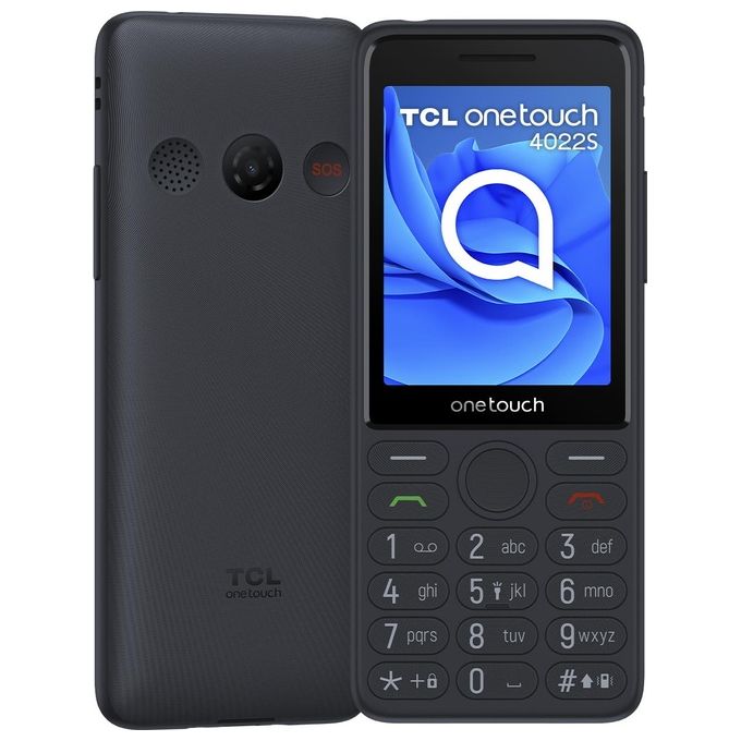 TCL T302D-3ALCA112 Onetouch 4022S Telefono per Anziani 2G Dual SIM 2.8'' Pulsante SOS Radio FM Bluetooth colore Grigio