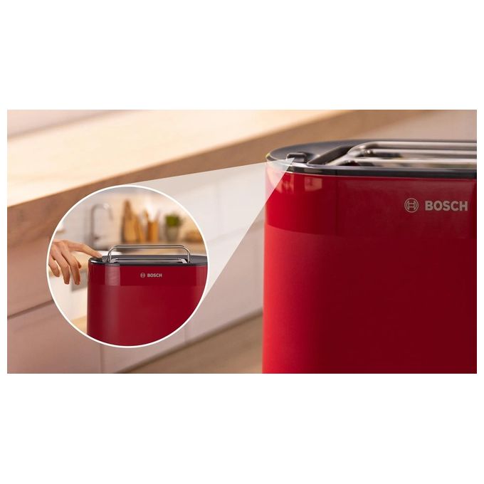 Bosch TAT2M124 MyMoment Tostapane 2 Fette 950 W Funzione Scongelamento e Riscaldamento High Lift Vassoio Briciole Estraibile colore Rosso