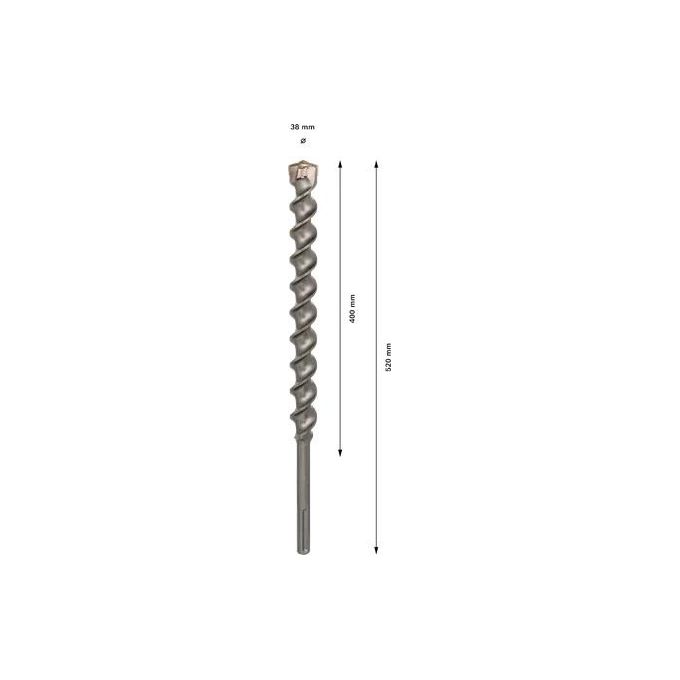 Bosch 2 608 586 800 Punta per Martello SDS-max 7 Diametro 38 mm Lunghezza di Lavoro 400 mm per Calcestruzzo e Pietra colore Nero