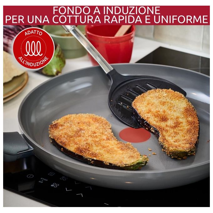 Lagostina 010274040128 Risorsa Padella Antiaderente Ceramica Goceram 28 cm Thermo Signal Multiuso colore Grigio