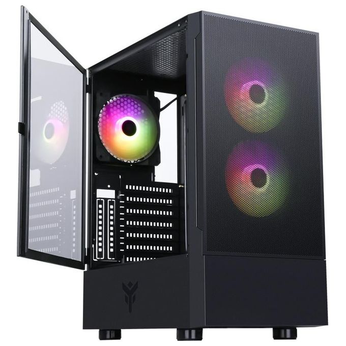 Itek ITGCASIB30 SIISBE 3.0 PC Case Gaming Midi Tower ATX 3x120mm Ventole ARGB USB3 Vetro Temperato con Cerniera colore Nero