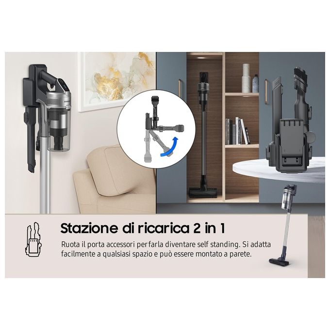 Samsung VS15A60AGR5 Jet 65 Pet Aspirapolvere senza filo Multiciclonica 0,8 L 150 W 40 min 86 dB colore Nero Argento