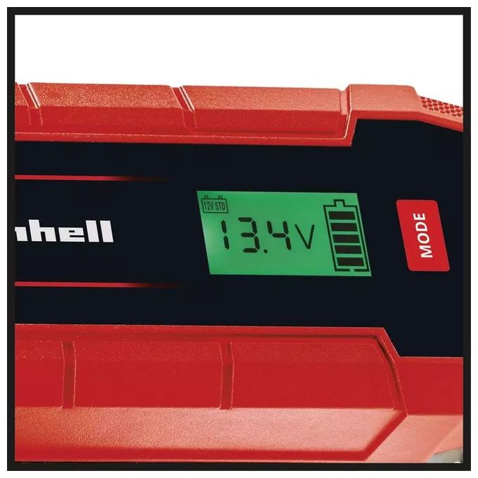 Einhell 1002251 CE-BC 5 M Caricabatterie 12 V 5 A per Gel AGM Piombo-acido LiFePO4 Display LCD IP65 colore Nero Rosso